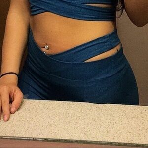 Stylish Blue Wrap Leggings